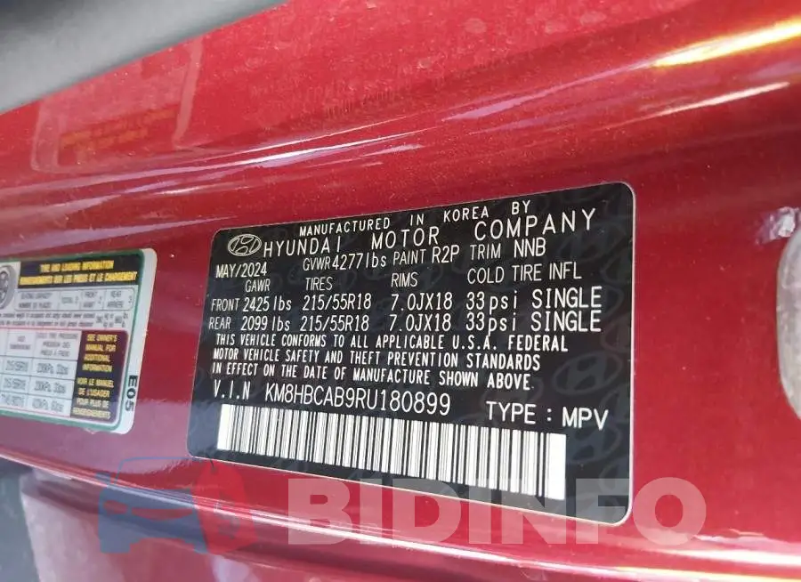 KM8HBCAB9RU180899 Photo# 9