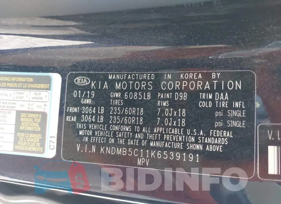 KNDMB5C11K6539191 Photo# 9