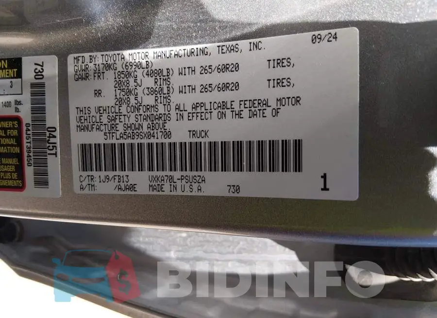 5TFLA5AB9SX041700 Photo# 9