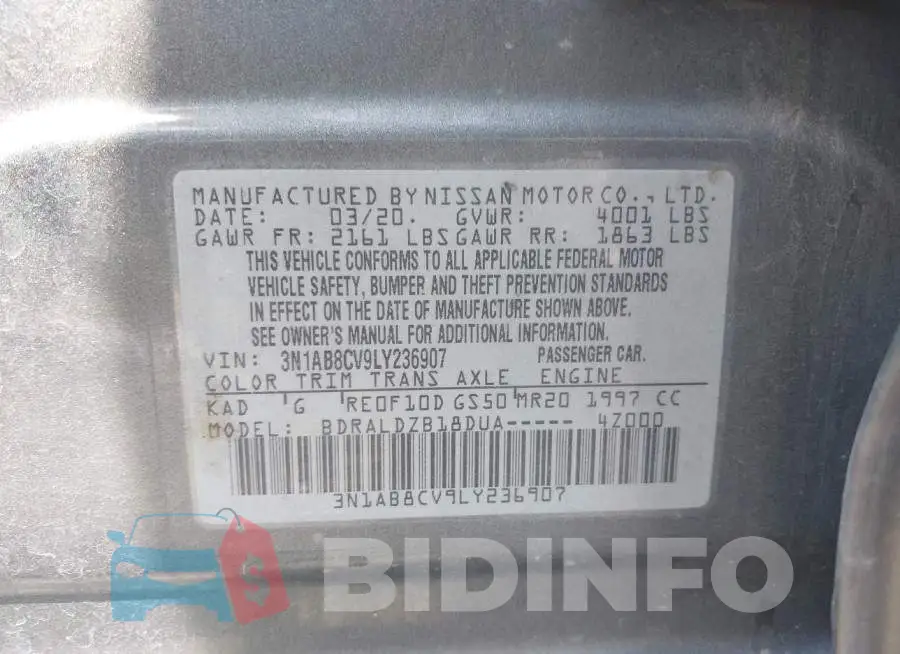 3N1AB8CV9LY236907 Photo# 9