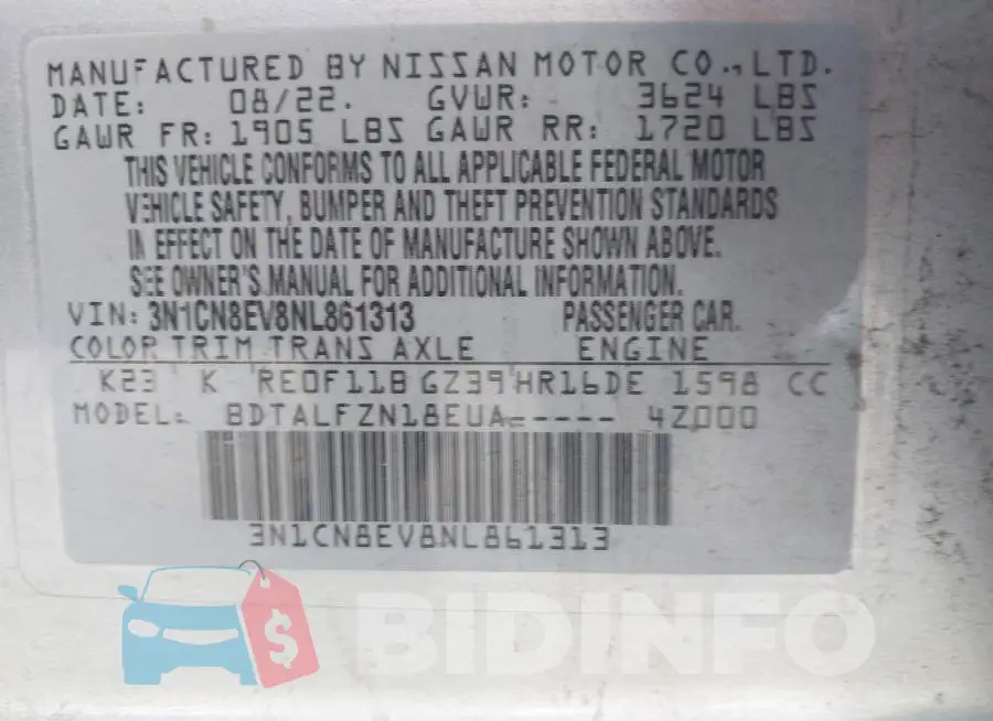 3N1CN8EV8NL861313 Photo# 9