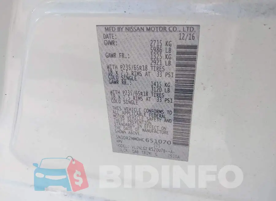 5N1DR2MM0HC651070 Photo# 9