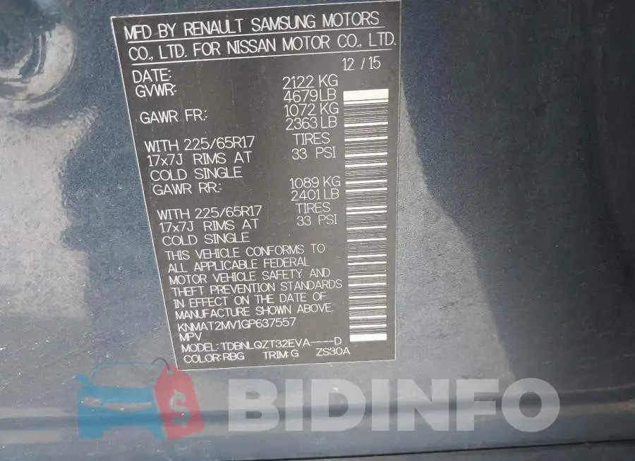 KNMAT2MV1GP637557 Photo# 9