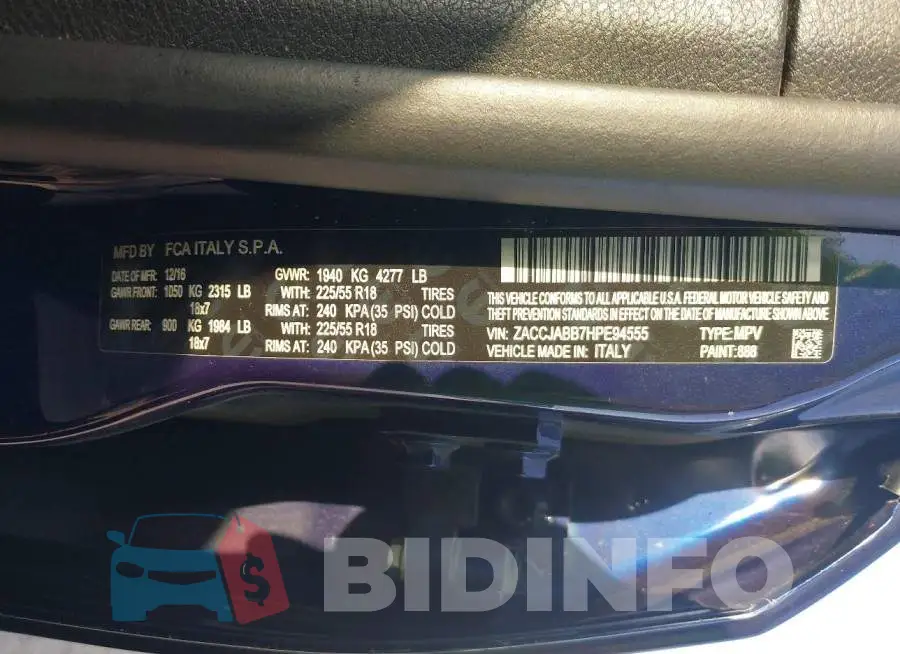 ZACCJABB7HPE94555 Photo# 9