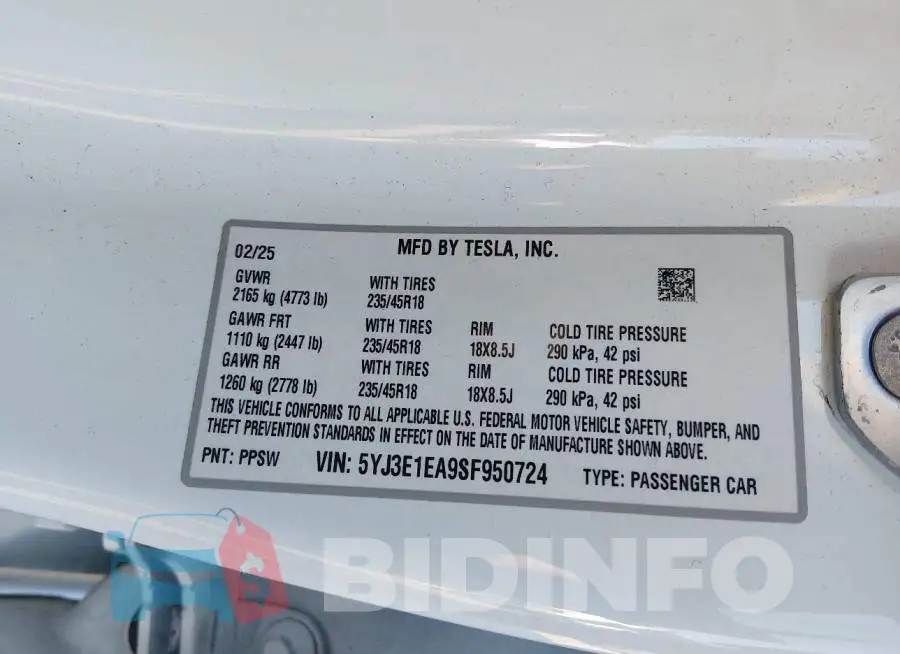 5YJ3E1EA9SF950724 Photo# 9