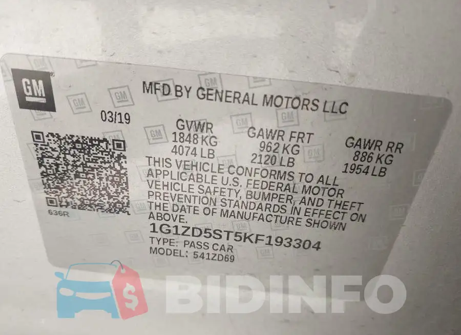 1G1ZD5ST5KF193304 Photo# 9