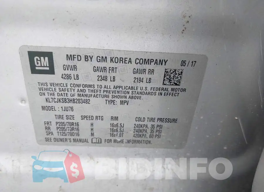KL7CJKSB3HB203482 Photo# 9