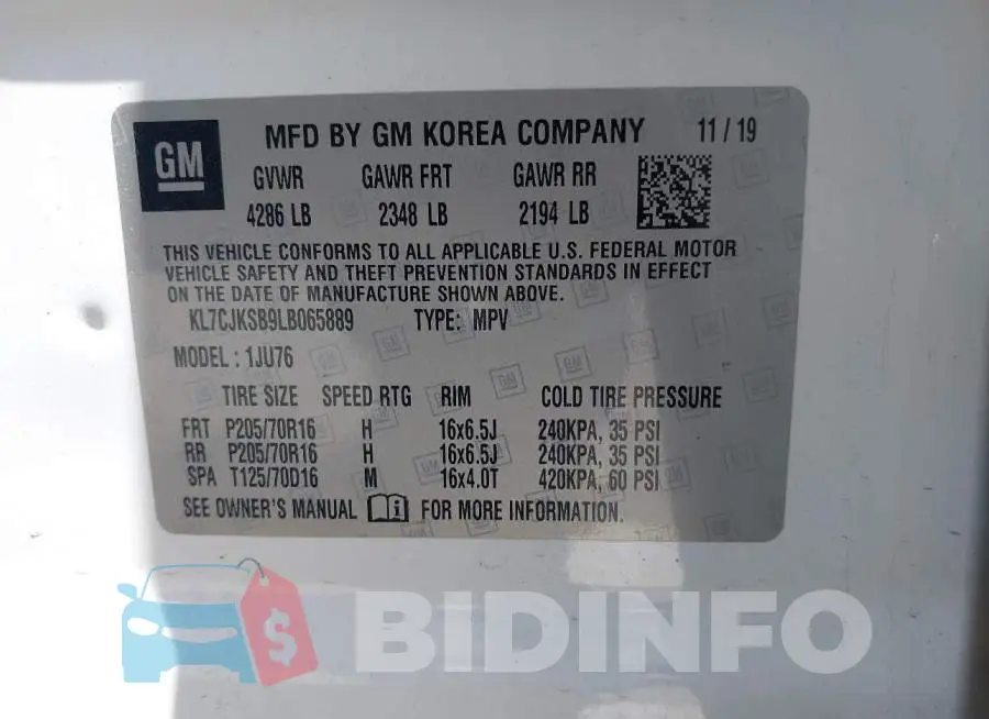 KL7CJKSB9LB065889 Photo# 9