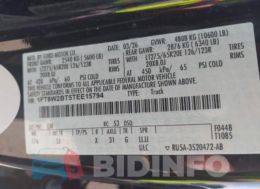 1FT8W2BT5TEE15794 Photo# 8
