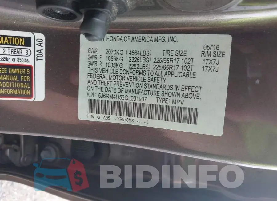 5J6RM4H53GL081937 Photo# 9