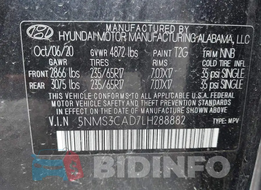 5NMS3CAD7LH288882 Photo# 9