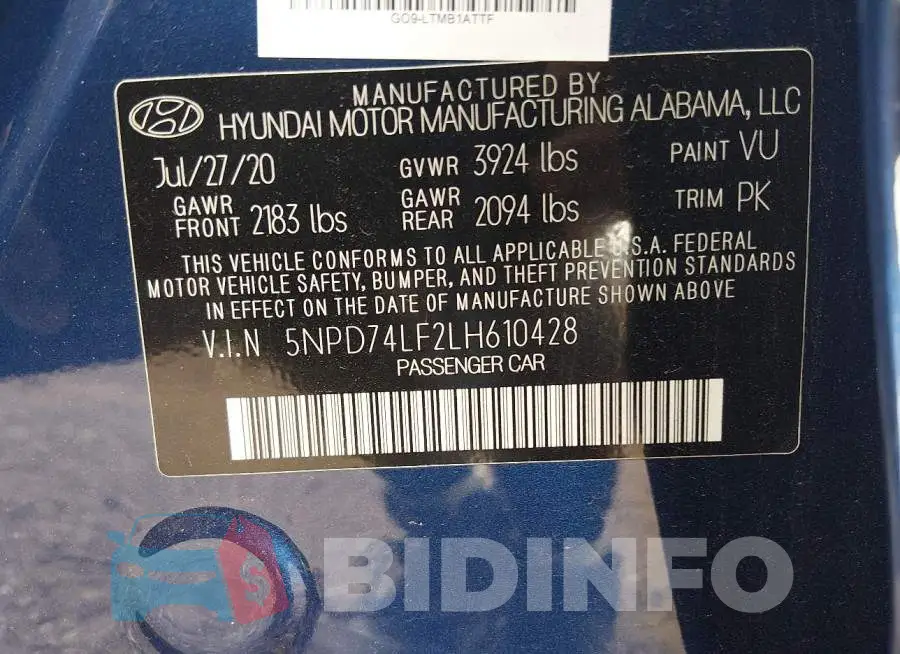 5NPD74LF2LH610428 Photo# 9