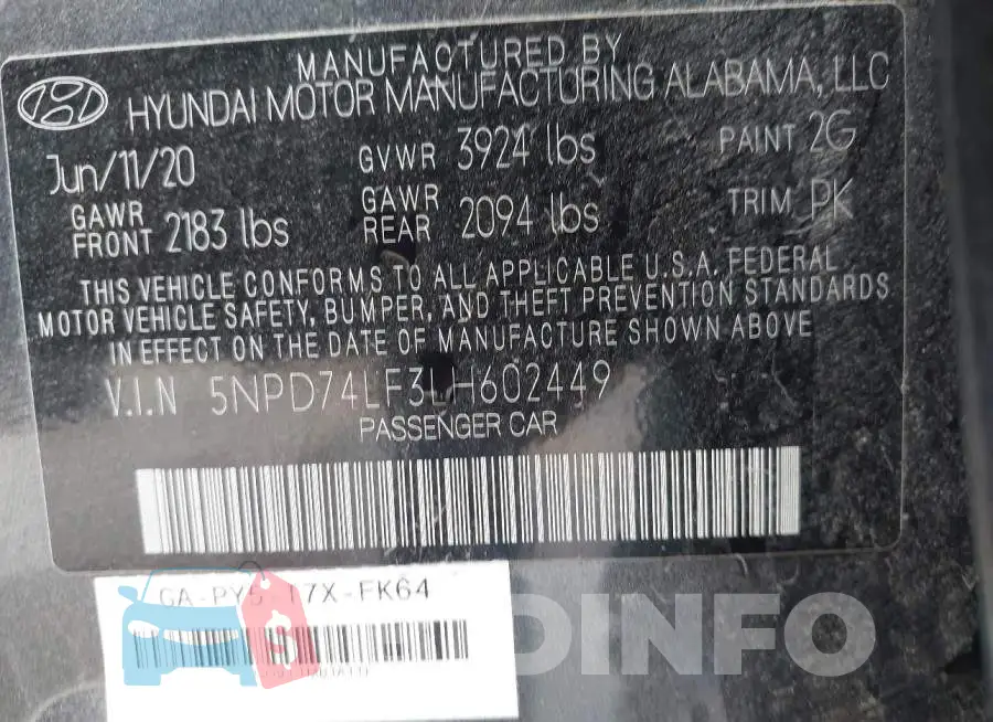 5NPD74LF3LH602449 Photo# 9
