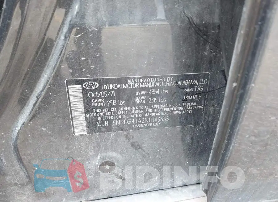5NPEG4JA2NH143655 Photo# 9