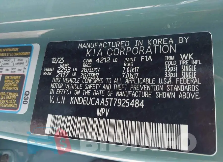 KNDEUCAA5T7925484 Photo# 9