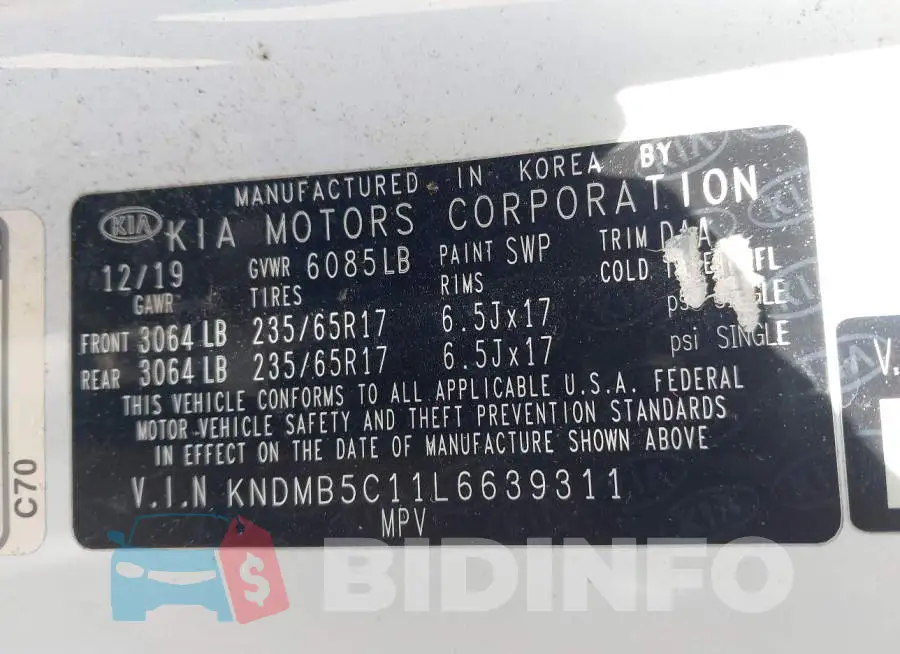 KNDMB5C11L6639311 Photo# 9