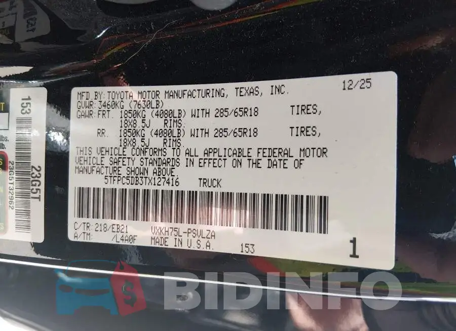 5TFPC5DB3TX127416 Photo# 9