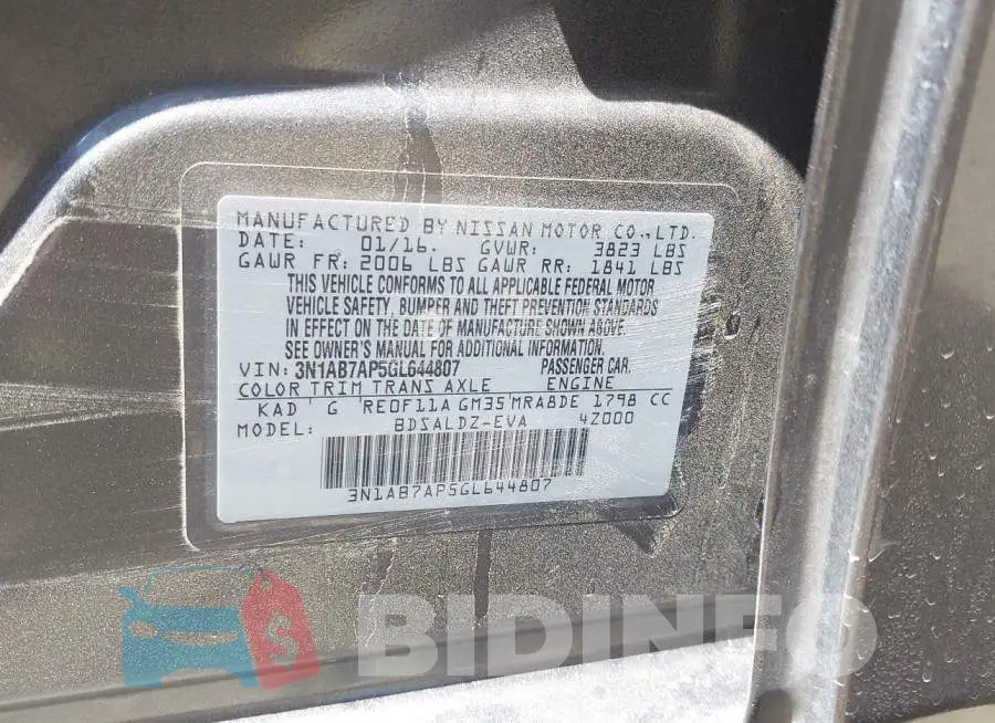3N1AB7AP5GL644807 Photo# 9