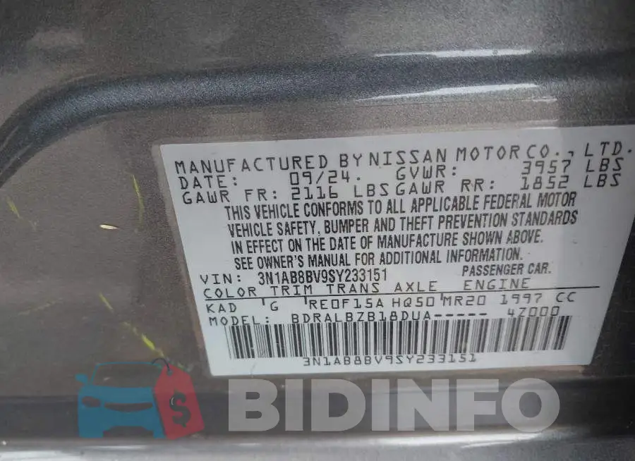 3N1AB8BV9SY233151 Photo# 9