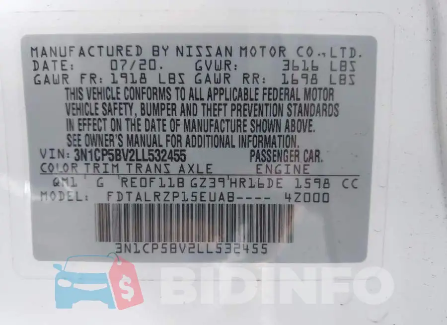 3N1CP5BV2LL532455 Photo# 9