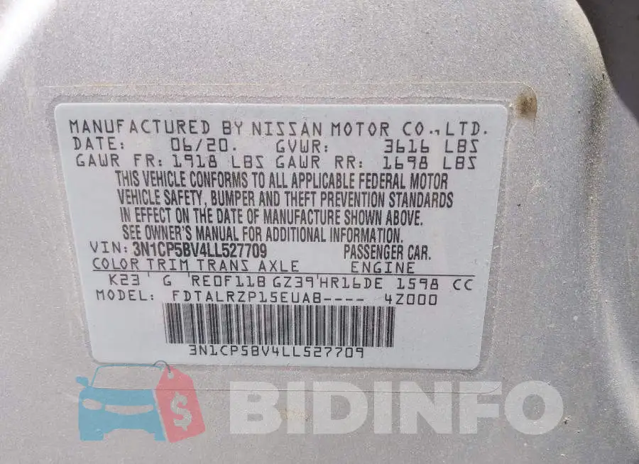 3N1CP5BV4LL527709 Photo# 9