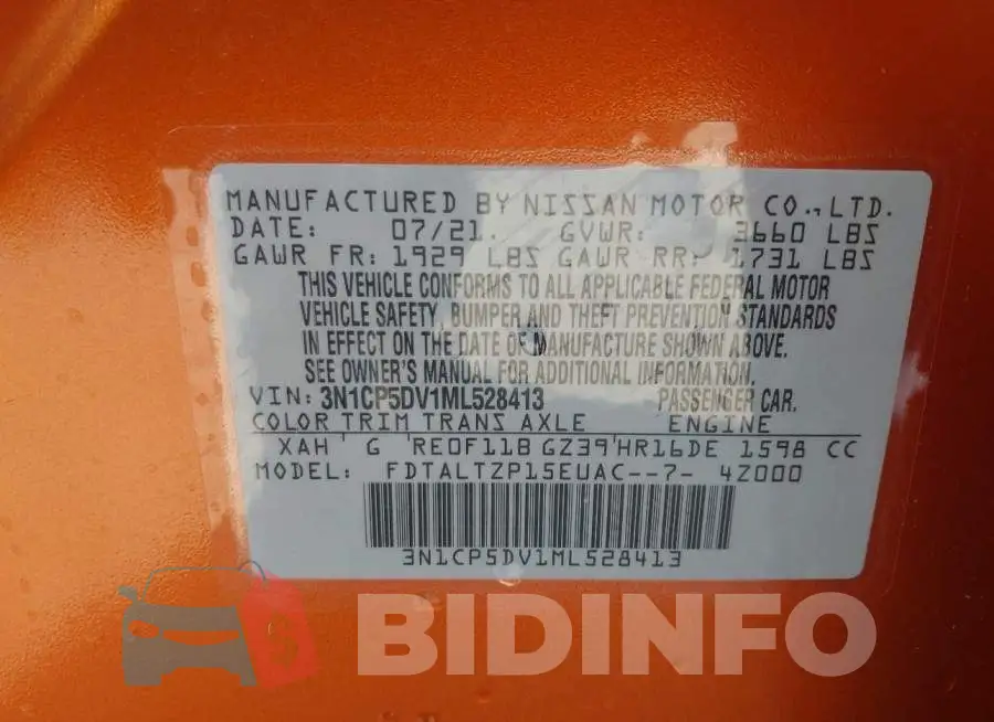 3N1CP5DV1ML528413 Photo# 9