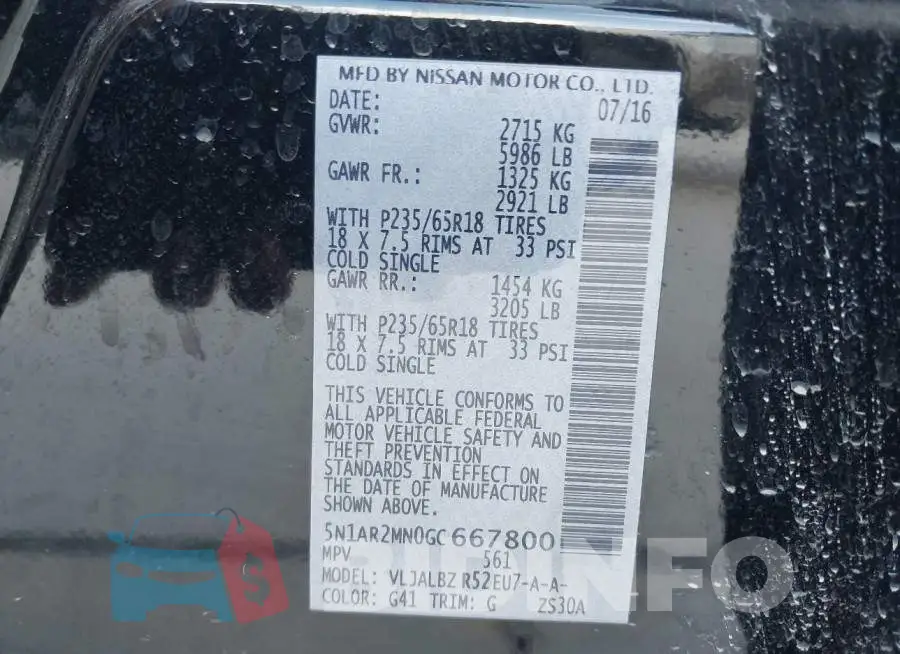 5N1AR2MN0GC667800 Photo# 9