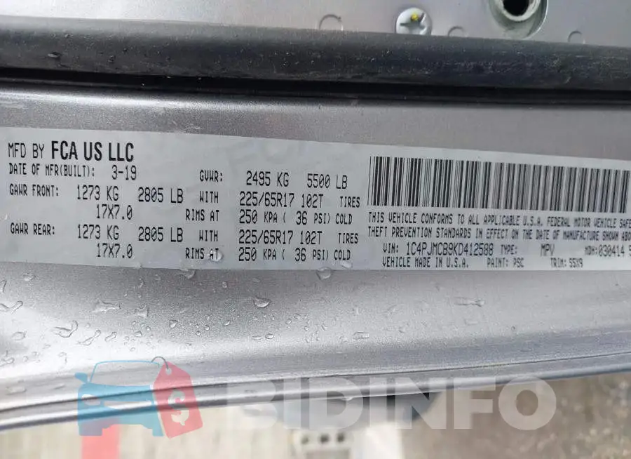 1C4PJMCB9KD412588 Photo# 9
