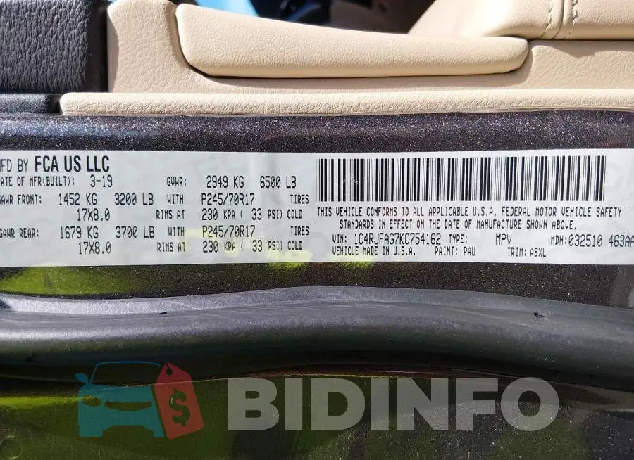 1C4RJFAG7KC754162 Photo# 9