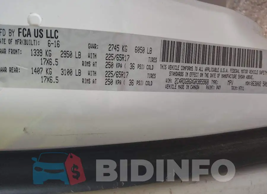 2C4RDGBGXGR385968 Photo# 9