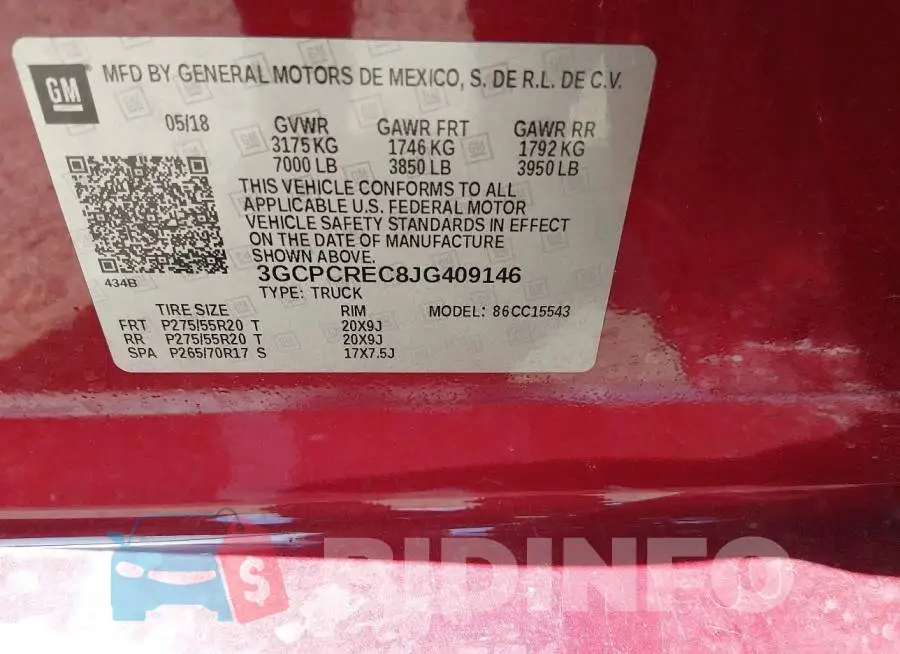 3GCPCREC8JG409146 Photo# 9