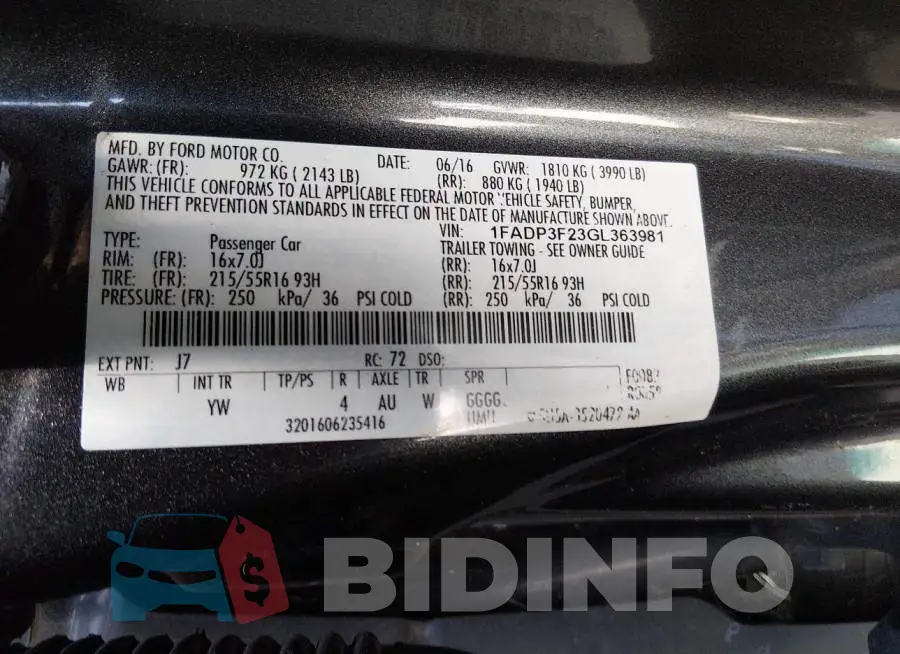1FADP3F23GL363981 Photo# 9