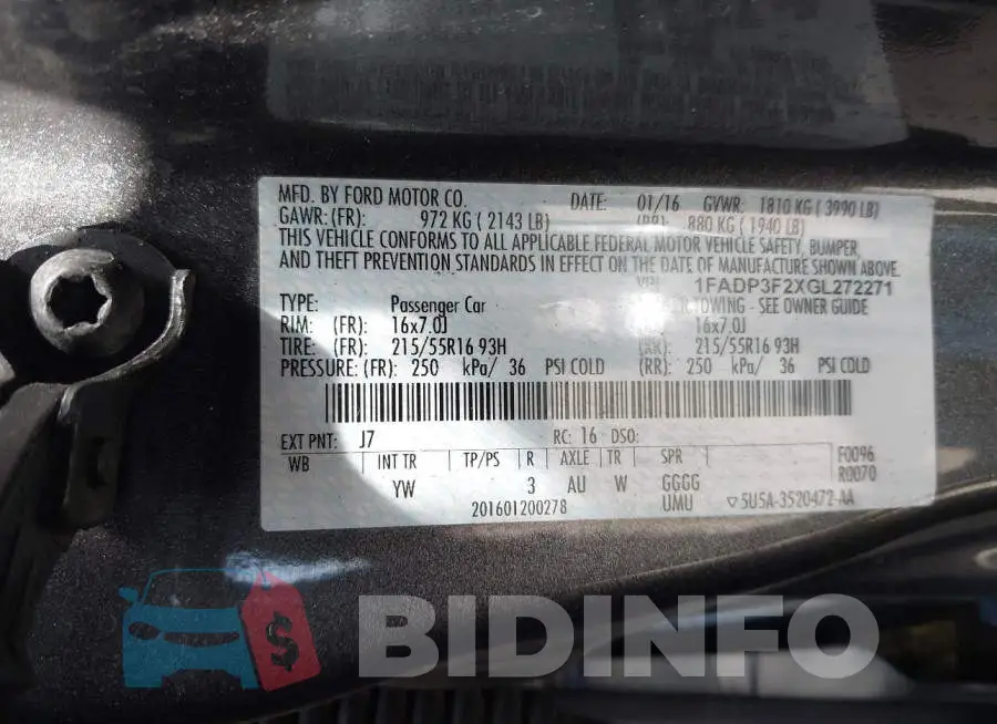 1FADP3F2XGL272271 Photo# 9