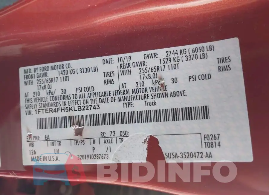1FTER4FH5KLB22743 Photo# 9