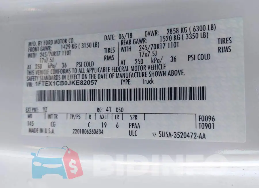 1FTEX1CB0JKE82057 Photo# 9