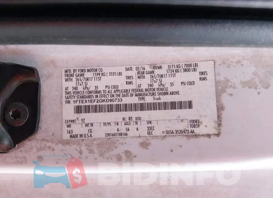 1FTEX1EF2GKD90733 Photo# 9