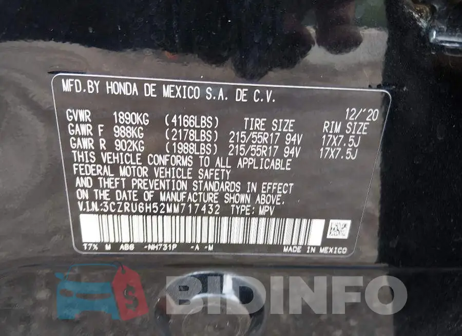 3CZRU6H52MM717432 Photo# 9