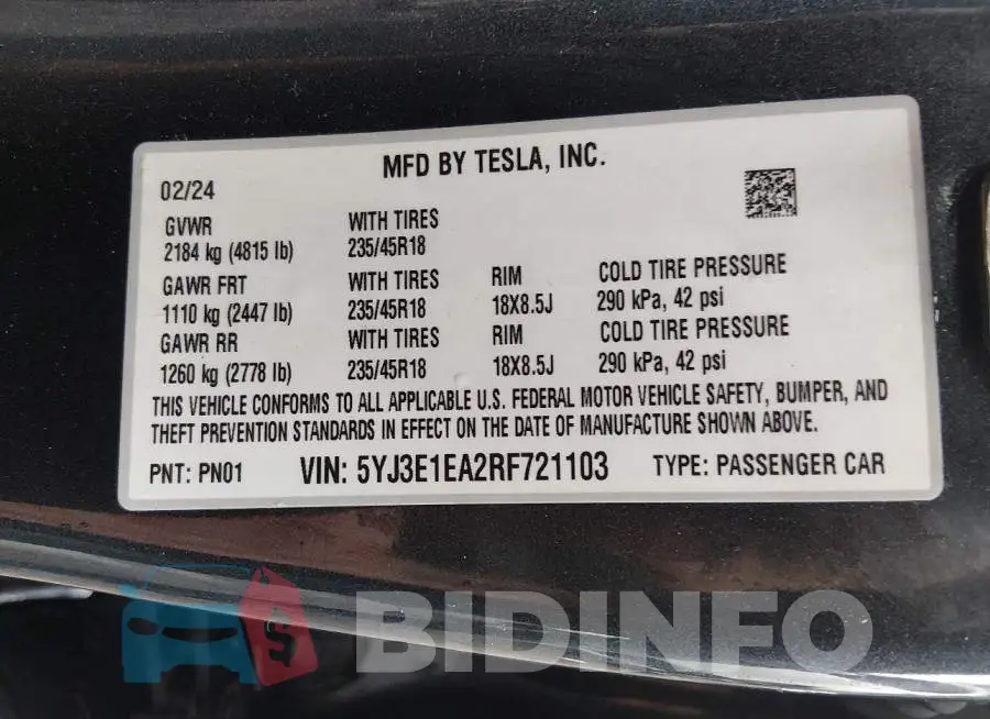 5YJ3E1EA2RF721103 Photo# 9