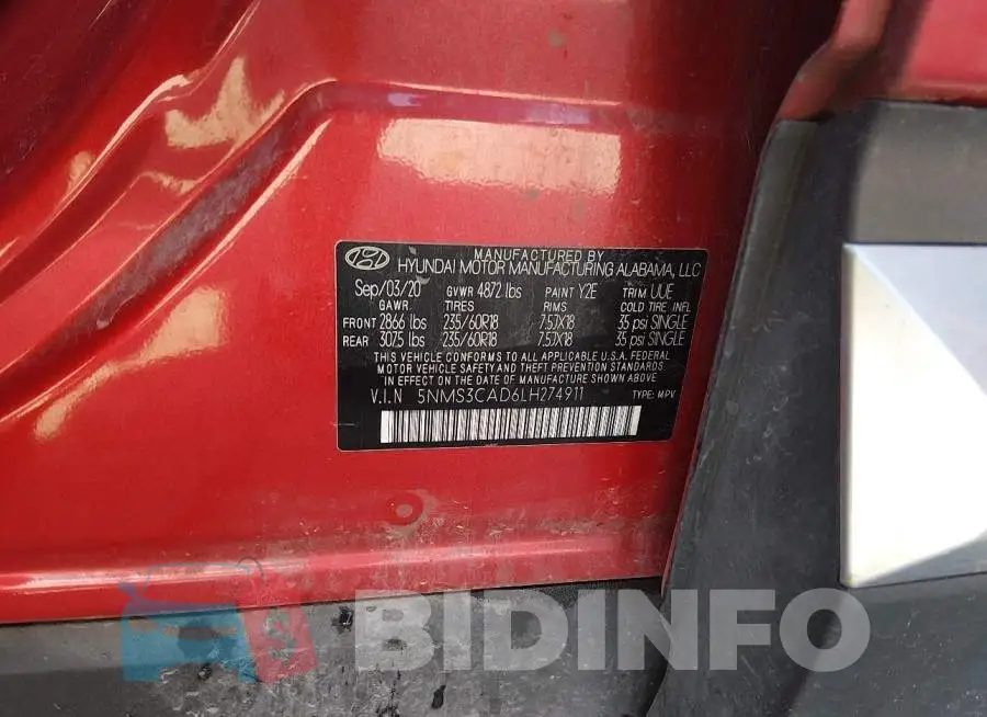 5NMS3CAD6LH274911 Photo# 9