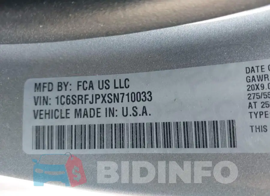 1C6SRFJPXSN710033 Photo# 9