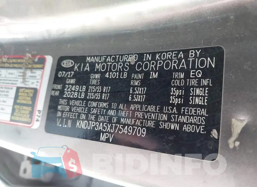 KNDJP3A5XJ7549709 Photo# 9