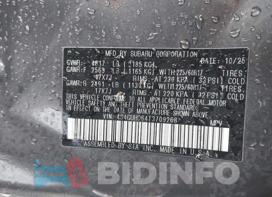 4S4GUHD64T3709268 Photo# 9