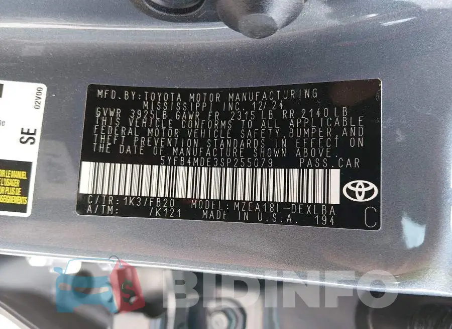 5YFB4MDE3SP255079 Photo# 9