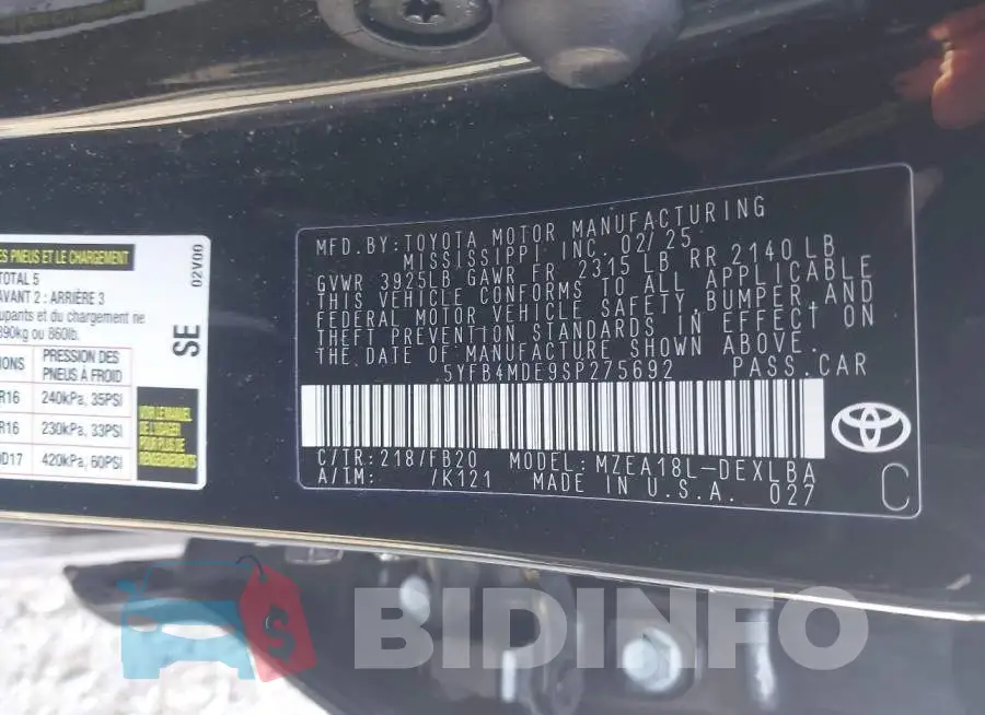 5YFB4MDE9SP275692 Photo# 9