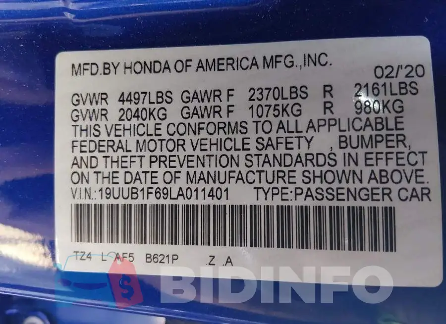 19UUB1F69LA011401 Photo# 9