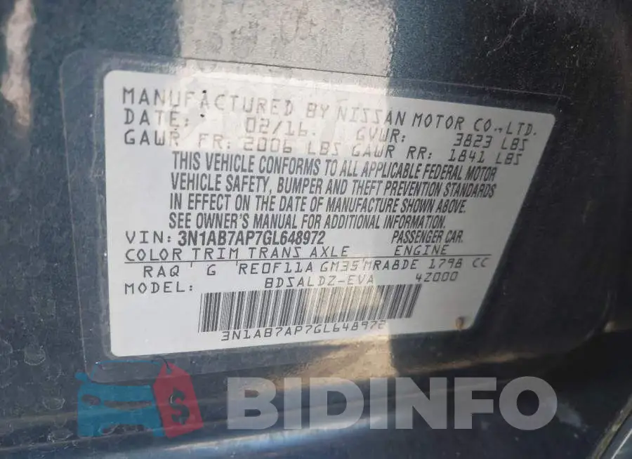 3N1AB7AP7GL648972 Photo# 9