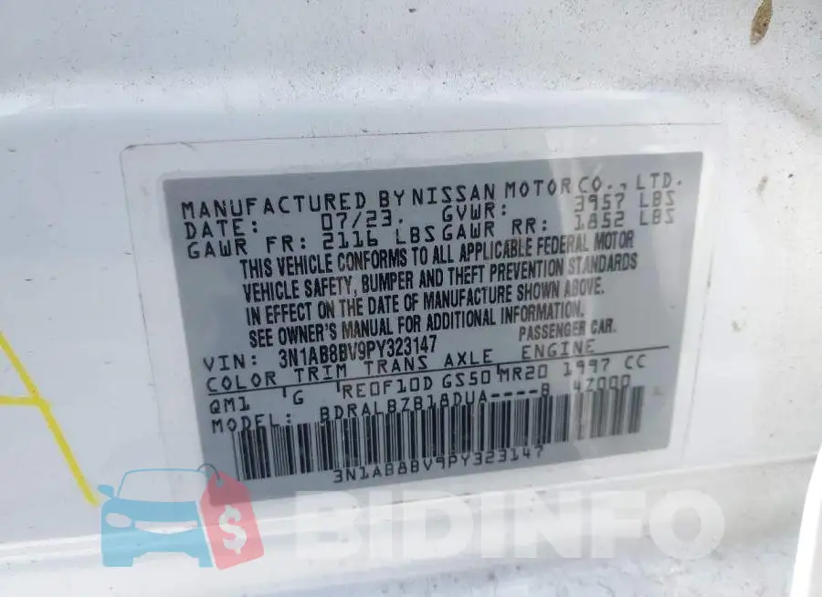 3N1AB8BV9PY323147 Photo# 9