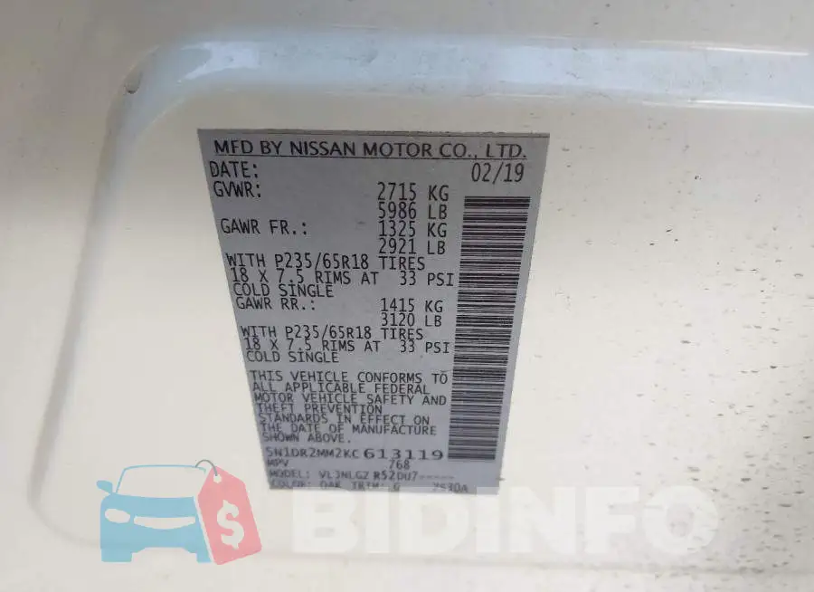 5N1DR2MM2KC613119 Photo# 9