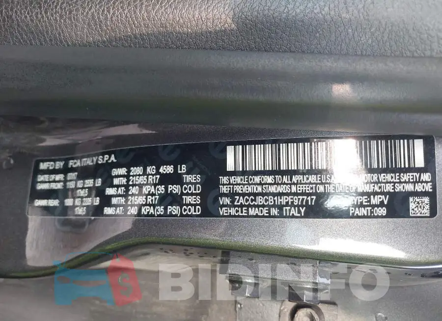 ZACCJBCB1HPF97717 Photo# 9