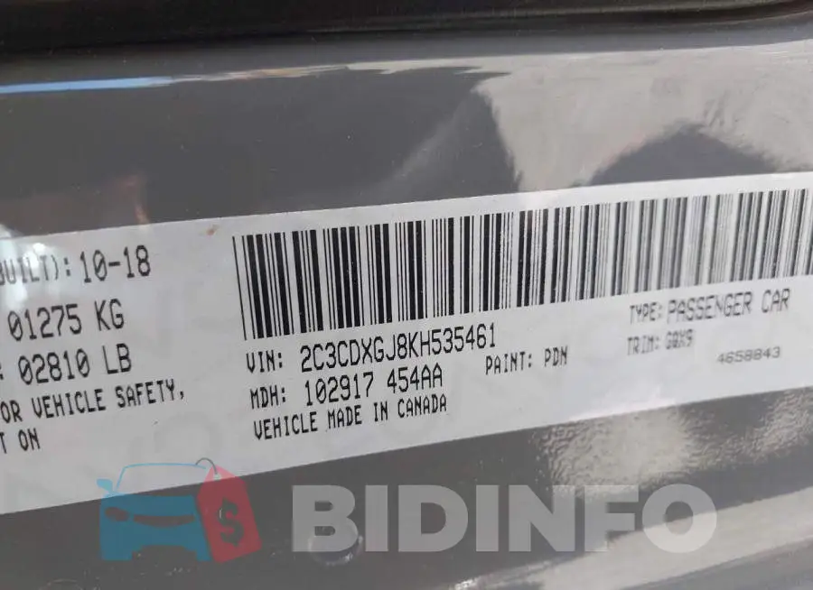 2C3CDXGJ8KH535461 Photo# 9